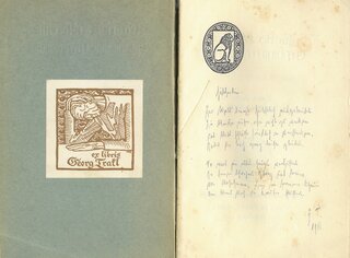 Trakls Gedicht "Hölderlin" mit Exlibris in einer Hölderlin-Ausgabe von 195 Trakls Gedicht "Hölderlin" mit Exlibris in einer Hölderlin-Ausgabe von 195