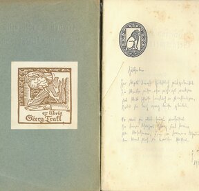 Trakls Gedicht "Hölderlin" mit Exlibris in einer Hölderlin-Ausgabe von 1905