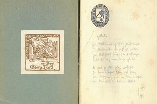 Trakls Gedicht "Hölderlin" mit Exlibris in einer Hölderlin-Ausgabe von 195